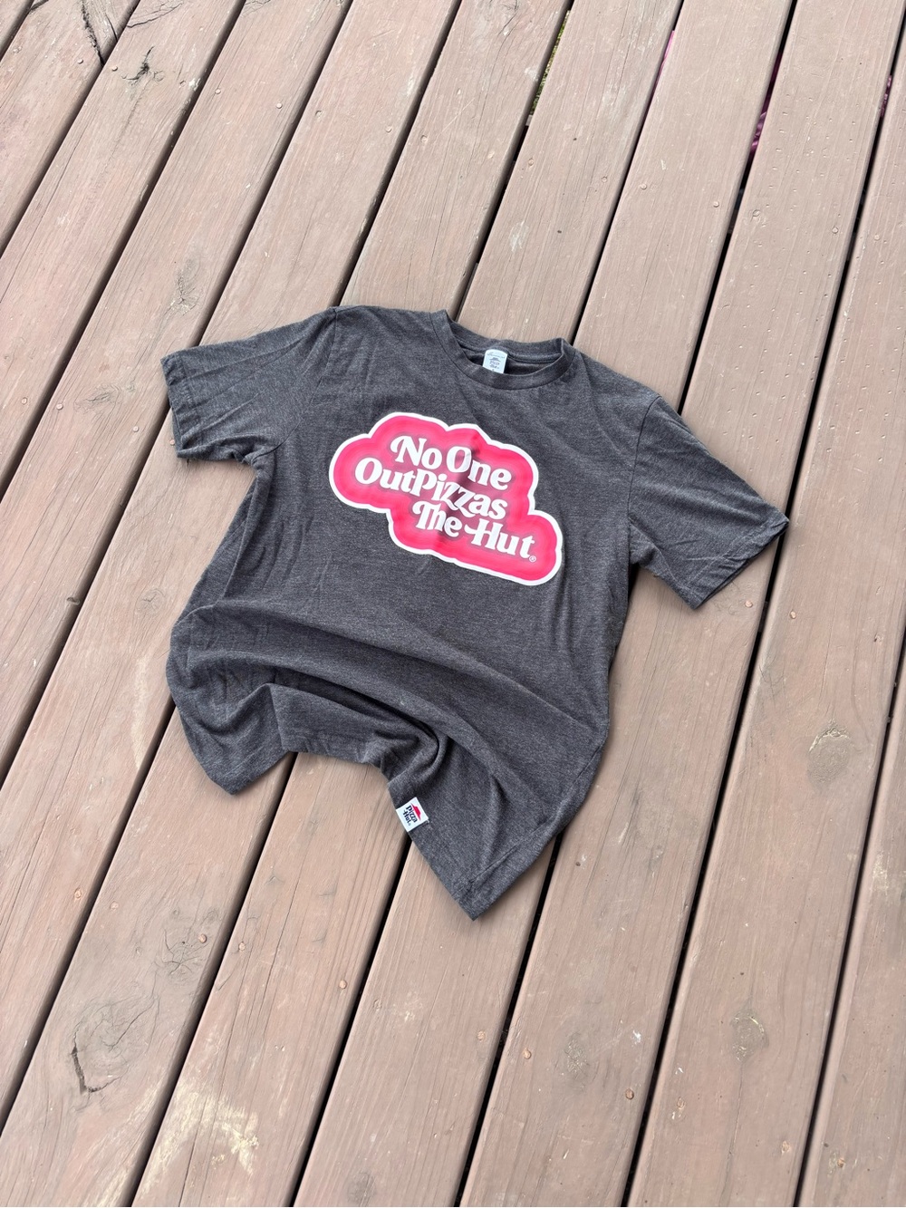 Pizza Hut No One OutPizzas The Hut Graphic Tee Charcoal Small Retro